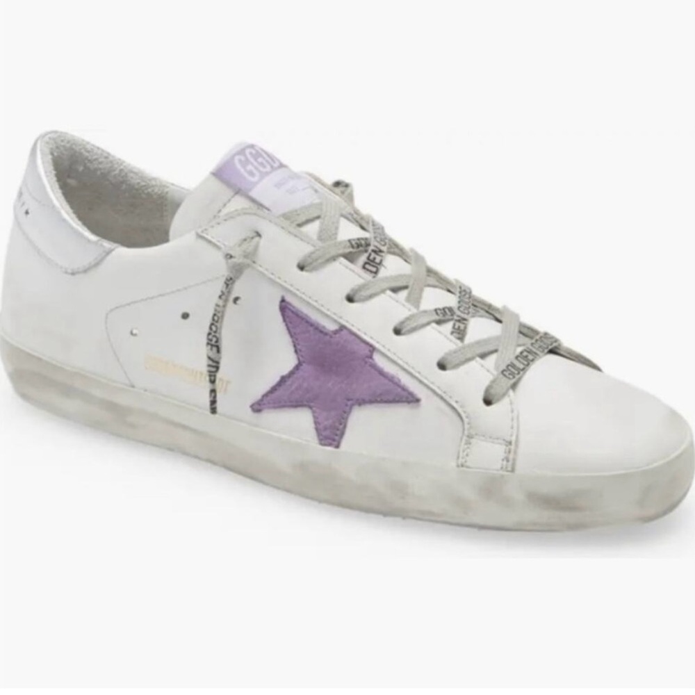 Golden Goose Women's White and Purple Lavendar Superstars 7